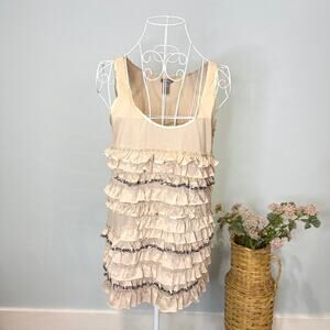 Stunning vintage y2k tan ruffle sequin tank top